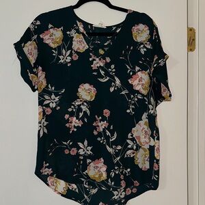Maurices Dark Green Floral Blouse